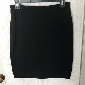 Black stretch cotton pencil skirt